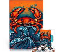 Jigsaw Puzzles 1000 Piece for Adults Red Crab on Waves Intellektuelles Spiel Lustige Aktivitäten für zu Hause, Geburtstagsgeschenk, Reisegeschenk,50x70cm