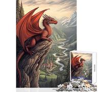 Jigsaw Puzzles 1000 Piece for Adults Red Dragon on Mountaintop Jigsaw 1000 Piece Impossible Game Great Gifts for Games Enhance Memory (38x52cm)