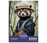 Jigsaw Puzzles 1000 Piece for Adults Red Panda Samurai Armor Puzzles for Adults Brain Teaser Game Difficult Hard Educational Challenge 52x38cm/1000pcs