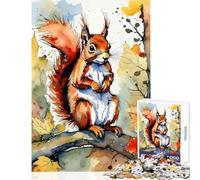 Jigsaw Puzzles 1000 Piece for Adults Red Squirrel Watercolor Painting Toy Wall Decor Art Work Gift Hands-on Game Artists' Collection, Fine Arts Size 50x75cm