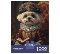 Jigsaw Puzzles 1000 Piece for Adults Renaissance-Inspired Maltese Dog Print Dog in Royal Attire Jigsaw for Adults Hands-on Game Wall Decoration Great Gift for Gaming 38x26cm/1000pcs