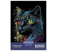 Jigsaw Puzzles 1000 Piece for Adults Retro Cat Art With Glasses Jigsaw for Adults Toy Wall Decor Home Decoration Challenging To Complete 70x50cm/1000pcs