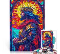 Jigsaw Puzzles 1000 Piece for Adults Sacred Stained Glass Made of cardboard for and 14 years and over Anti-stress educational toy Birthday gift, gifts, wall art。size：26x38cm/10.24x14.96inch