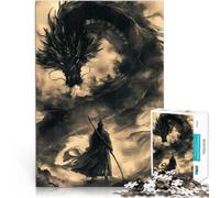 Jigsaw Puzzles 1000 Piece for Adults Samurai dragon vintage Spiele Spielzeug Geschenk mit passendem Poster und Quizblatt52x38cm