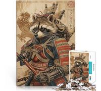 Jigsaw Puzzles 1000 Piece for Adults Samurai Raccoon Anspruchsvolles Spiel und Familienspaß Geburtstagsgeschenke52x38cm