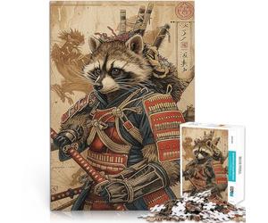 Jigsaw Puzzles 1000 Piece for Adults Samurai Raccoon Anspruchsvolles Spiel und Familienspaß Geburtstagsgeschenke52x38cm
