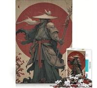 Jigsaw Puzzles 1000 Piece for Adults Samurai Warrior with Halberd And Hat, Fun Games, Analysis And Logic, Suitable for Desktop Decoration 50x75cm