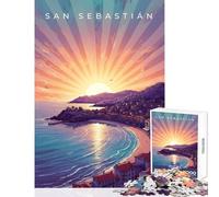 Jigsaw Puzzles 1000 Piece for Adults San Sebastián Coastal Cityscape at Sunset Toy Wall Decor Gift Birthday Family Game Interesting Stress Reduction (Size 50x75cm)