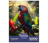 Jigsaw Puzzles 1000 Piece for Adults Scarlet Macaw Parrot in Jungle Adult Puzzles Relaxing Games Analysis And Logic Great Gift for Gaming 38x26cm/1000pcs