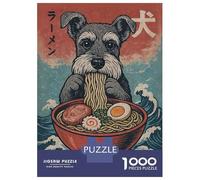 Jigsaw Puzzles 1000 Piece for Adults Schnauzer Eating Ramen Adult Puzzles Relaxing Games Analysis And Logic Great Gift for Gaming 38x26cm/1000pcs