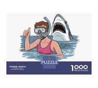 Jigsaw Puzzles 1000 Piece for Adults Shark Attack, Stay Positive Adult Puzzles Relaxing Games Analysis And Logic Great Gift for Gaming 52x38cm/1000pcs