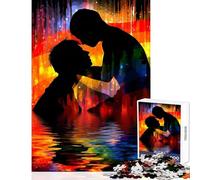 Jigsaw Puzzles 1000 Piece for Adults Silhouettes in Rainbow Water Educational Toy Gift Birthday Relax Games Artists' Collection, Fine Arts Size 50x75cm