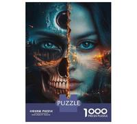 Jigsaw Puzzles 1000 Piece for Adults Skull And Beauty Dual Nature Puzzles for Adults Brain Teaser Game Difficult Hard Educational Challenge 70x50cm/1000pcs