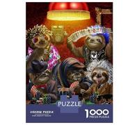 Jigsaw Puzzles 1000 Piece for Adults Sloth Playing Poker Game Adult Puzzles Relaxing Games Analysis And Logic Great Gift for Gaming 52x38cm/1000pcs