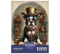 Jigsaw Puzzles 1000 Piece for Adults Smart Boston Terrier Jigsaw for Adults Toy Wall Decor Home Decoration Challenging To Complete 38x26cm/1000pcs