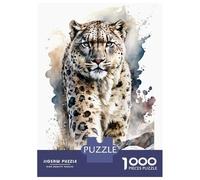 Jigsaw Puzzles 1000 Piece for Adults Snow Leopard in Watercolor Jigsaws for Adults Hands-on Game But Fun And Humorous Educational Challenge 38x26cm/1000pcs