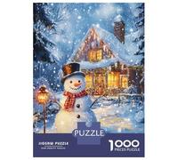 Jigsaw Puzzles 1000 Piece for Adults Snowman by Cozy Cottage Puzzle for Adults Family Games Enhance Memory Educational Challenge 52x38cm/1000pcs