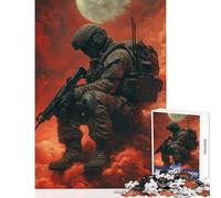Jigsaw Puzzles 1000 Piece for Adults Soldier in Red Sky Toy Wall Decor Art Work Gift Hands-on Game Artists' Collection, Fine Arts Size 38x52cm