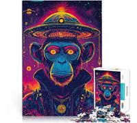 Jigsaw Puzzles 1000 Piece for Adults Space Ape with UFO Schwierig und herausfordernd Heimdekoration Spielzeug75x50cm