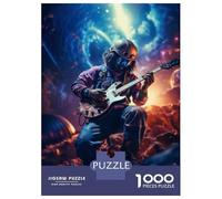 Jigsaw Puzzles 1000 Piece for Adults Space Guitarist Playing Electric Guitar Puzzles for Adults Brain Teaser Game Difficult Hard Educational Challenge 38x26cm/1000pcs