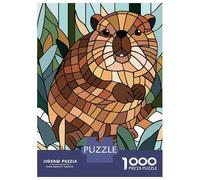 Jigsaw Puzzles 1000 Piece for Adults Stained Glass Beaver in Nature Jigsaws for Adults Hands-on Game But Fun And Humorous Educational Challenge 70x50cm/1000pcs