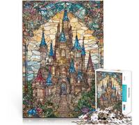 Jigsaw Puzzles 1000 Piece for Adults Stained Glass Castles Spiele Spielzeug Geschenk Die Liebe zwischen Paaren stärken38x26cm