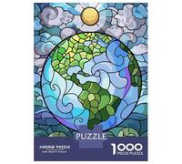 Jigsaw Puzzles 1000 Piece for Adults Stained Glass Earth And Sun Jigsaws for Adults Hands-on Game But Fun And Humorous Educational Challenge 70x50cm/1000pcs