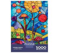 Jigsaw Puzzles 1000 Piece for Adults Stained Glass Mushroom Art Adult Jigsaw Hands-on Game Wall Decoration Gifts for Friends And Family 70x50cm/1000pcs