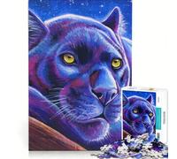 Jigsaw Puzzles 1000 Piece for Adults Stargazing Black Leopard, Practical Game, For Family Fun, Unique Gifts for Birthday And Christmas 38x52cm