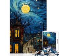 Jigsaw Puzzles 1000 Piece for Adults Starry Night City Painting 1000 Jigsaw Puzzle Toy Wall Decor Birthday Gifts for The Whole Family (38x52cm)