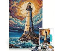 Jigsaw Puzzles 1000 Piece for Adults Starry Night Lighthouse, Practical Game, For Family Fun, Unique Gifts for Birthday And Christmas 38x26cm