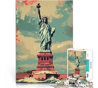 Jigsaw Puzzles 1000 Piece for Adults Statue Of Liberty Vintage Lernspiele mit vollständig ineinander greifenden, zufällig geformten Teilen38x26cm