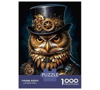 Jigsaw Puzzles 1000 Piece for Adults Steampunk Owl Art Print Adult Jigsaw Hands-on Game Wall Decoration Gifts for Friends And Family 52x38cm/1000pcs