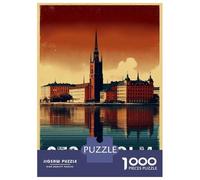 Jigsaw Puzzles 1000 Piece for Adults Stockholm Cityscape Vintage Travel Jigsaws for Adults Hands-on Game But Fun And Humorous Educational Challenge 52x38cm/1000pcs