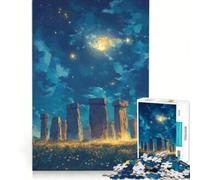 Jigsaw Puzzles 1000 Piece for Adults Stonehenge Night Sky, Fun Games, Analysis And Logic, Suitable for Desktop Decoration 38x26cm