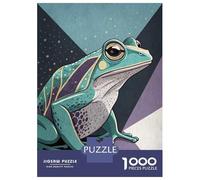 Jigsaw Puzzles 1000 Piece for Adults Stylized Teal Frog Illustration Jigsaws for Adults Hands-on Game But Fun And Humorous Educational Challenge 52x38cm/1000pcs