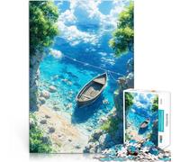 Jigsaw Puzzles 1000 Piece for Adults Summer beach Tranquil Cove with Boat anime Familienspaß Ein Kunstwerk75x50cm