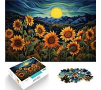 Jigsaw Puzzles 1000 Piece for Adults Sunflowers under moon at night Jigsaw for Gifts 26x38cm is ideal as gifts for the whole family