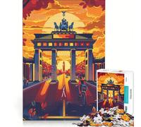 Jigsaw Puzzles 1000 Piece for Adults Sunset at The Berlin Gate, Practical Game, For Family Fun, Unique Gifts for Birthday And Christmas 38x26cm