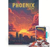Jigsaw Puzzles 1000 Piece for Adults Sunset in Phoenix Arizona, Practical Game, For Family Fun, Unique Gifts for Birthday And Christmas 50x75cm