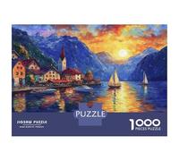 Jigsaw Puzzles 1000 Piece for Adults Sunset Lake Mountain Village Adult Jigsaw Hands-on Game Wall Decoration Gifts for Friends And Family 70x50cm/1000pcs