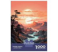 Jigsaw Puzzles 1000 Piece for Adults Sunset Mountain River Landscape Puzzles for Adults Brain Teaser Game Difficult Hard Educational Challenge 70x50cm/1000pcs