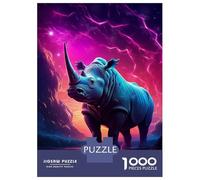 Jigsaw Puzzles 1000 Piece for Adults Synthwave Rhino Adult Puzzles Relaxing Games Analysis And Logic Great Gift for Gaming 38x26cm/1000pcs
