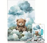 Jigsaw Puzzles 1000 Piece for Adults Teddy Bear in The Clouds Brain Teaser Game Pattern Assembly Improving Love between Couples 38x52cm