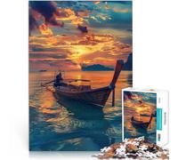 Jigsaw Puzzles 1000 Piece for Adults Thai Fisher Boat At Sunset Lernspielzeug Geburtstagsgeschenk, Geschenke52x38cm