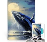 Jigsaw Puzzles 1000 Piece for Adults The Blue Whale at Night Schwierig Schwer Geeignet für die Schreibtischdekoration38x26cm