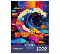 Jigsaw Puzzles 1000 Piece for Adults The Great Wave - Geometric Abstraction Jigsaw for Adults Toy Wall Decor Home Decoration Challenging To Complete 38x26cm/1000pcs