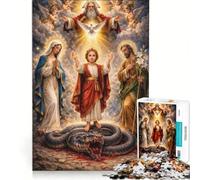 Jigsaw Puzzles 1000 Piece for Adults The Holy Family in Divine Victory Brain Teaser Game Pattern Assembly Improving Love between Couples 38x52cm