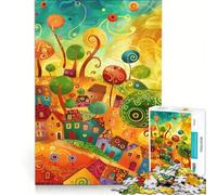 Jigsaw Puzzles 1000 Piece for Adults The Swirly Tree Village Brain Teaser Game Pattern Assembly Improving Love between Couples 38x52cm