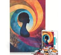 Jigsaw Puzzles 1000 Piece for Adults The Womans Silhouette Swirls Brain Teaser Game Pattern Assembly Improving Love between Couples 38x52cm